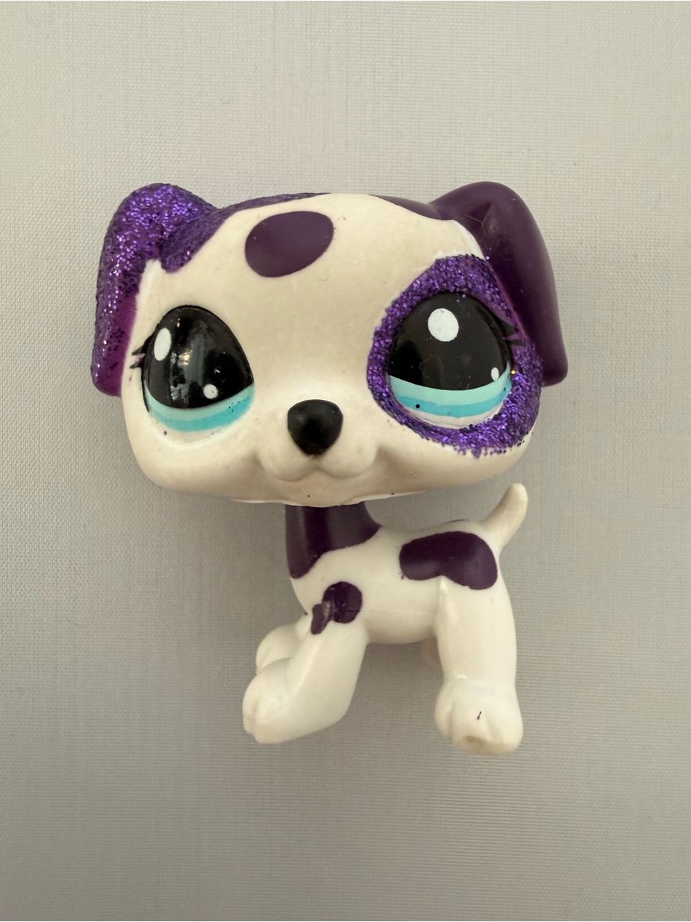LPS Littlest Pet Shop #2136 Purple Glitter Sparkle Dalmatian Blue Eyes